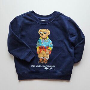 Ralph Lauren Baby Boys Polo Bear Sweatshirt Navy – Size 24M, Blue